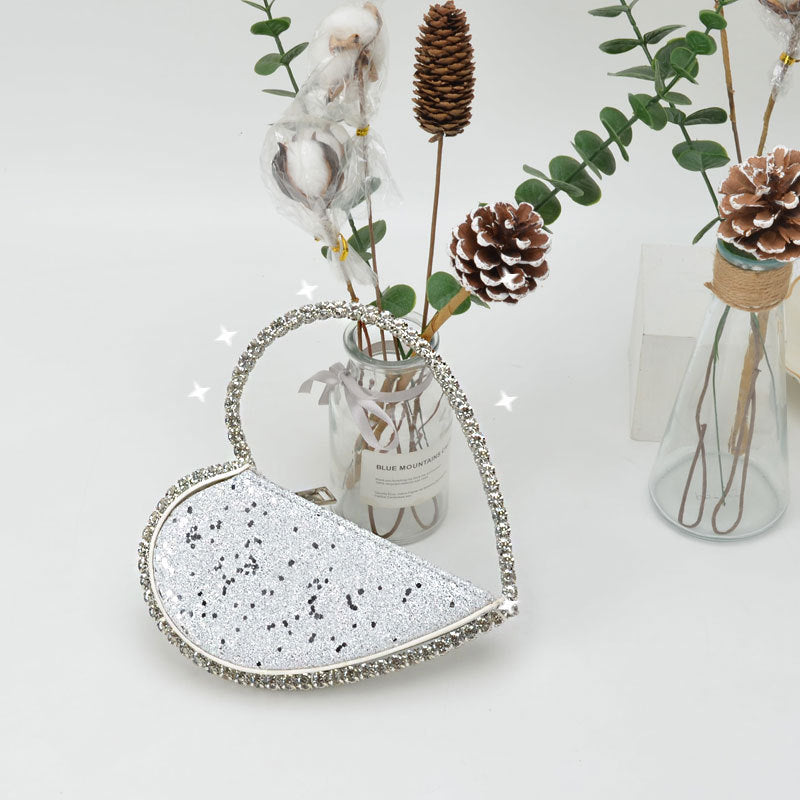 Diamond Heart-shaped Clutch Diamond Dinner Bag Clutch Small